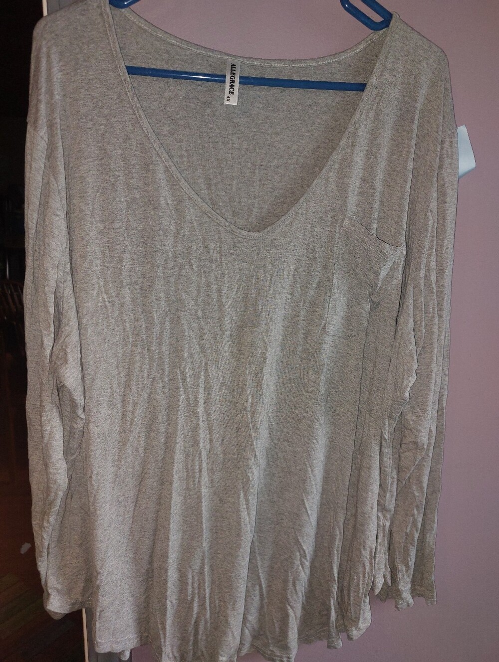 Women's 4X Lightweight Gray Long Sleeve Top